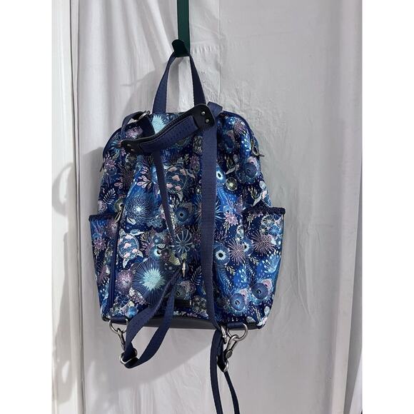Sakroots Loyola Convertible Eco Twill Blue Turtle Print Backpack - Picture 4 of 5